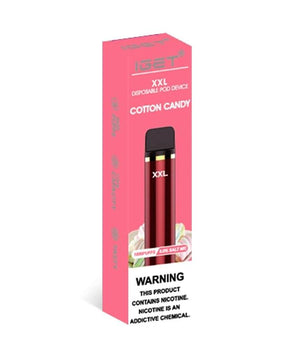 iget xxl cotton candy flavour 1800 puffs disposable vape packaging