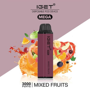 iget mega mixed fruit flavour 3000 puffs disposable vape banner