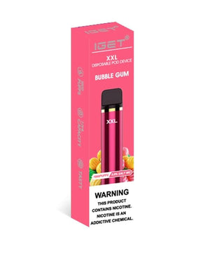 iget xxl bubble gum flavour 1800 puffs disposable vape packaging