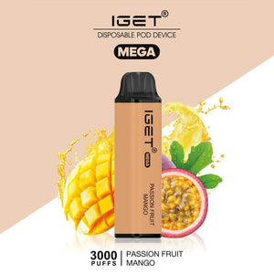 iget mega passionfruit mango flavour 3000 puffs disposable vape banner