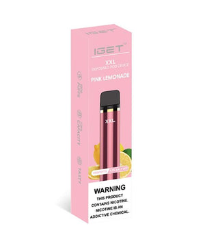 iget xxl pink lemonade flavour 1800 puffs disposable vape packaging